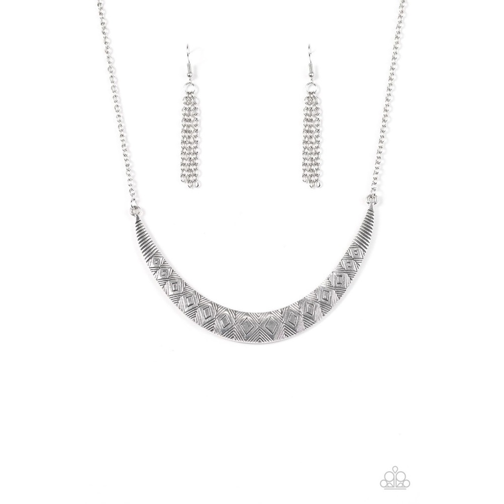Paparazzi silver necklace/earring set